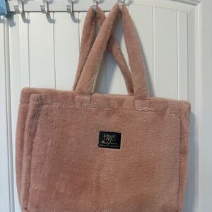 Minky Couture Pink Faux Fur Tote Bag